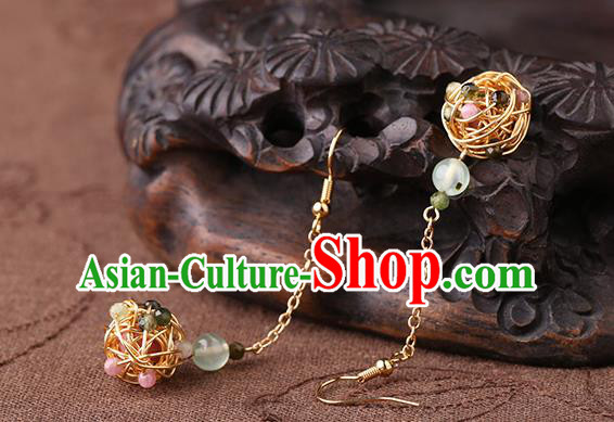 Chinese Classical Ear Accessories Traditional Cheongsam Golden Ball Earrings Chinese Classical Ear Accessories Traditional Cheongsam Golden Ball Earrings