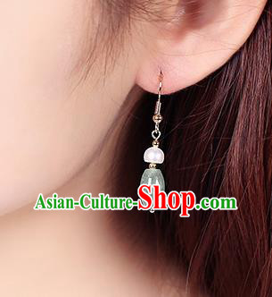 Chinese Classical Pearl Ear Accessories Traditional Cheongsam Jade Earrings Chinese Classical Pearl Ear Accessories Traditional Cheongsam Jade Earrings