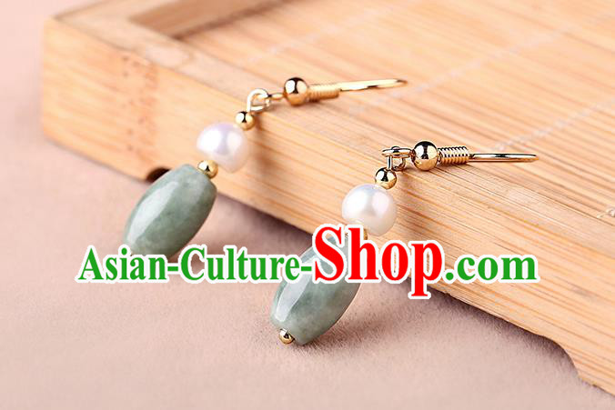 Chinese Classical Pearl Ear Accessories Traditional Cheongsam Jade Earrings Chinese Classical Pearl Ear Accessories Traditional Cheongsam Jade Earrings