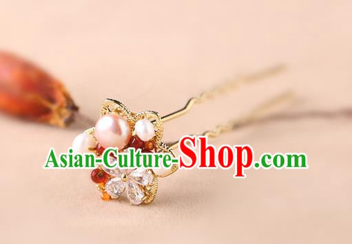 China Classical Crystal Hair Stick Traditional Cheongsam Hair Accessories Handmade Pearls Golden Hairpin China Classical Crystal Hair Stick Traditional Cheongsam Hair Accessories Handmade Pearls Golden Hairpin