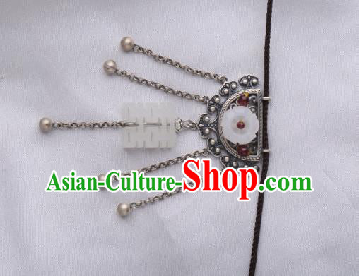 China Classical Silver Tassel Necklace Pendant Traditional Cheongsam Jade Wedding Necklet Accessories China Classical Silver Tassel Necklace Pendant Traditional Cheongsam Jade Wedding Necklet Accessories