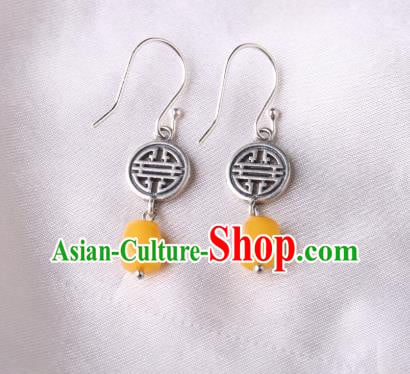 Chinese Classical Beeswax Ear Accessories Traditional Cheongsam Silver Earrings Chinese Classical Beeswax Ear Accessories Traditional Cheongsam Silver Earrings
