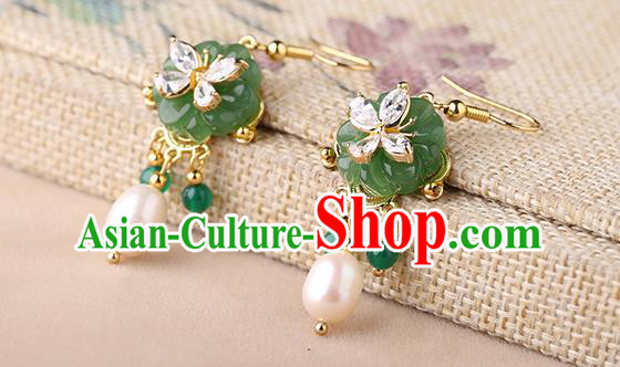 Chinese Classical Pearl Ear Accessories Traditional Cheongsam Coloured Glaze Plum Earrings Chinese Classical Pearl Ear Accessories Traditional Cheongsam Coloured Glaze Plum Earrings