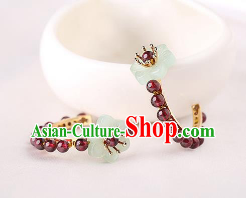 Chinese Classical Garnet Beads Ear Accessories Traditional Cheongsam National Silver Earrings Chinese Classical Garnet Beads Ear Accessories Traditional Cheongsam National Silver Earrings