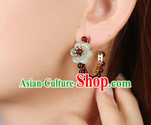 Chinese Classical Garnet Beads Ear Accessories Traditional Cheongsam National Silver Earrings Chinese Classical Garnet Beads Ear Accessories Traditional Cheongsam National Silver Earrings