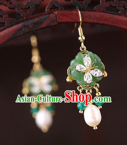 Chinese Classical Pearl Ear Accessories Traditional Cheongsam Coloured Glaze Plum Earrings Chinese Classical Pearl Ear Accessories Traditional Cheongsam Coloured Glaze Plum Earrings