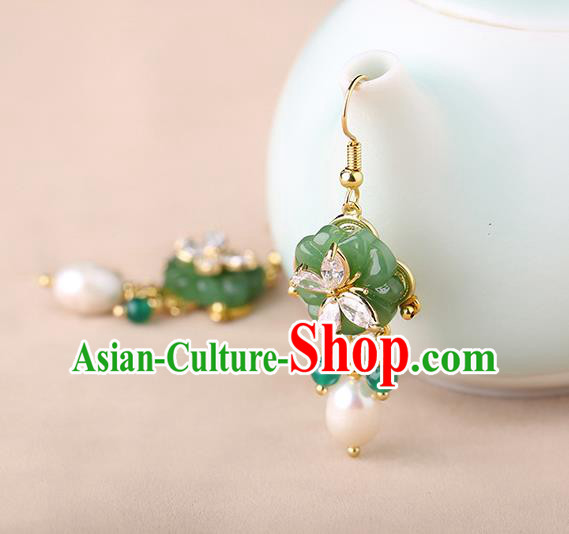 Chinese Classical Pearl Ear Accessories Traditional Cheongsam Coloured Glaze Plum Earrings Chinese Classical Pearl Ear Accessories Traditional Cheongsam Coloured Glaze Plum Earrings