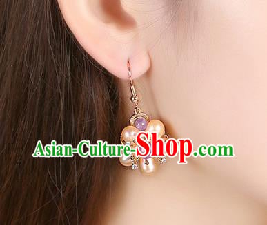 Chinese Classical Pearls Plum Ear Accessories Traditional Cheongsam National Amethyst Earrings Chinese Classical Pearls Plum Ear Accessories Traditional Cheongsam National Amethyst Earrings