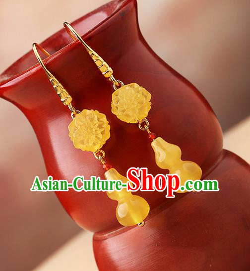 Chinese Classical Beeswax Gourd Ear Accessories Traditional Cheongsam National Earrings Chinese Classical Beeswax Gourd Ear Accessories Traditional Cheongsam National Earrings