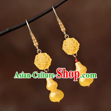 Chinese Classical Beeswax Gourd Ear Accessories Traditional Cheongsam National Earrings Chinese Classical Beeswax Gourd Ear Accessories Traditional Cheongsam National Earrings