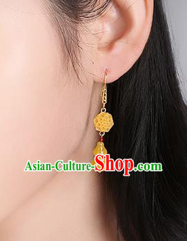 Chinese Classical Beeswax Gourd Ear Accessories Traditional Cheongsam National Earrings Chinese Classical Beeswax Gourd Ear Accessories Traditional Cheongsam National Earrings