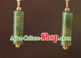 Chinese Classical Golden Flower Ear Accessories Traditional Cheongsam National Jade Earrings Chinese Classical Golden Flower Ear Accessories Traditional Cheongsam National Jade Earrings