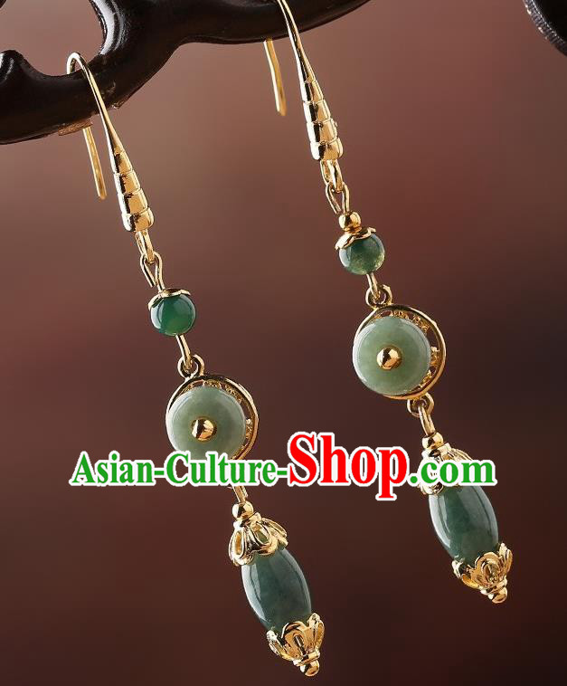 Chinese Traditional National Cheongsam Earrings Classical Jade Ear Accessories Chinese Traditional National Cheongsam Earrings Classical Jade Ear Accessories