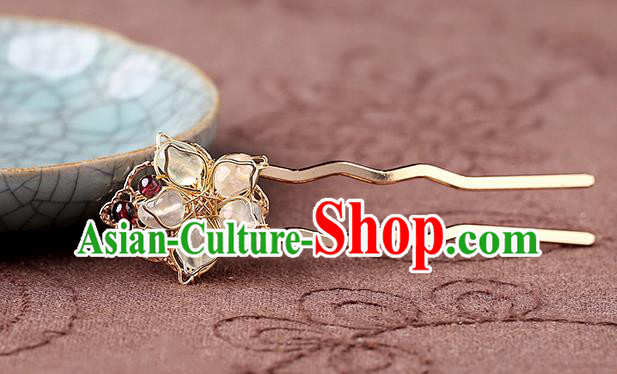 China Classical Golden Hair Stick Traditional Cheongsam Hair Accessories Handmade Garnet Beads Hairpin China Classical Golden Hair Stick Traditional Cheongsam Hair Accessories Handmade Garnet Beads Hairpin