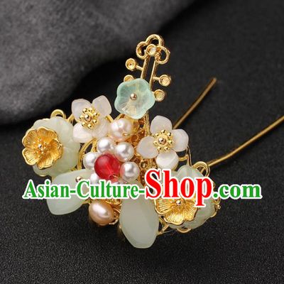 China Traditional Hanfu Flowers Hair Crown Ancient Princess Hair Accessories Golden Hairpin