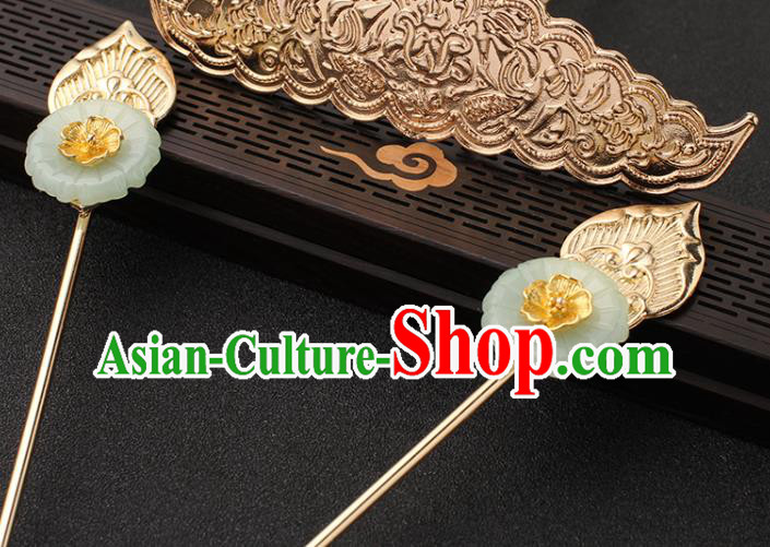 China Traditional Hanfu Hair Stick Ancient Princess Hair Accessories Jade Chrysanthemum Hairpin China Traditional Hanfu Hair Stick Ancient Princess Hair Accessories Jade Chrysanthemum Hairpin