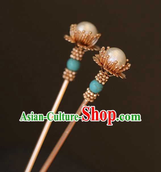 China Traditional Hanfu Pearl Hair Stick Ancient Song Dynasty Princess Hairpin China Traditional Hanfu Pearl Hair Stick Ancient Song Dynasty Princess Hairpin