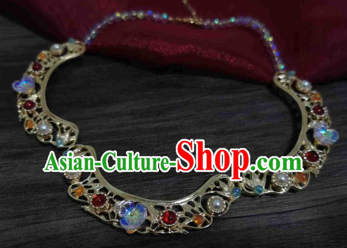 China Classical Necklet Traditional Ming Dynasty Gems Necklace Accessories China Classical Necklet Traditional Ming Dynasty Gems Necklace Accessories