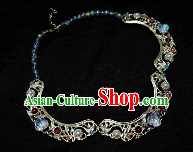China Classical Necklet Traditional Ming Dynasty Gems Necklace Accessories China Classical Necklet Traditional Ming Dynasty Gems Necklace Accessories