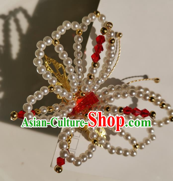 China Traditional Hanfu Beads Butterfly Hair Stick Ancient Ming Dynasty Princess Hairpin Accessories China Traditional Hanfu Beads Butterfly Hair Stick Ancient Ming Dynasty Princess Hairpin Accessories
