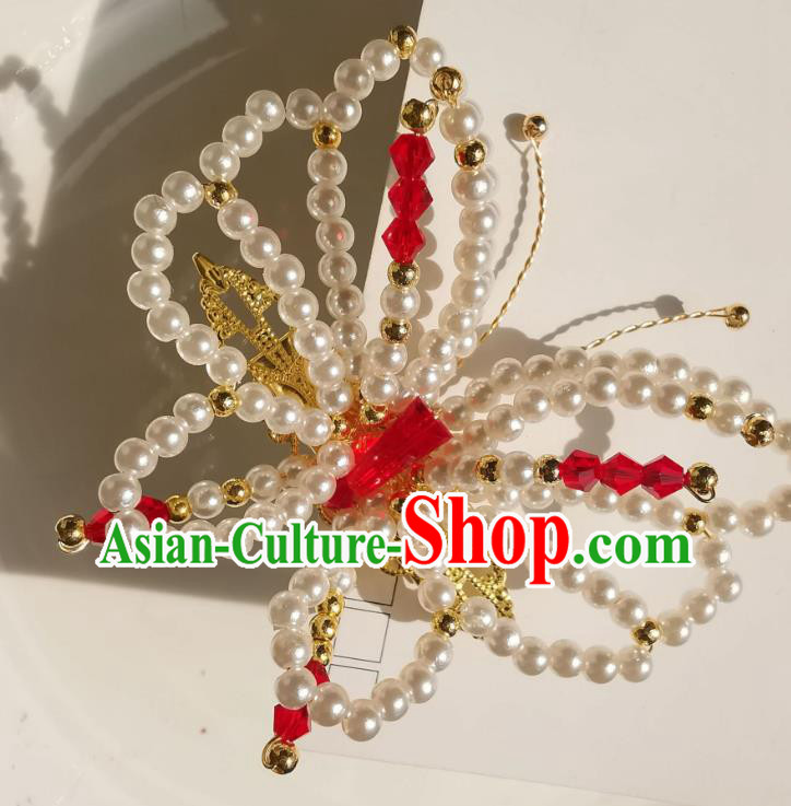 China Traditional Hanfu Beads Butterfly Hair Stick Ancient Ming Dynasty Princess Hairpin Accessories China Traditional Hanfu Beads Butterfly Hair Stick Ancient Ming Dynasty Princess Hairpin Accessories