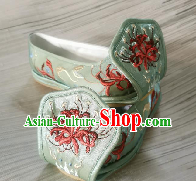Handmade Chinese Princess Shoes Bow Shoes Embroidered Shoes Traditional Han Dynasty Green Satin Shoes Handmade Chinese Princess Shoes Bow Shoes Embroidered Shoes Traditional Han Dynasty Green Satin Shoes