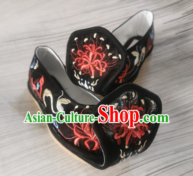 Handmade Chinese Bow Shoes Embroidered Shoes Traditional Han Dynasty Black Satin Shoes Princess Shoes Handmade Chinese Bow Shoes Embroidered Shoes Traditional Han Dynasty Black Satin Shoes Princess Shoes