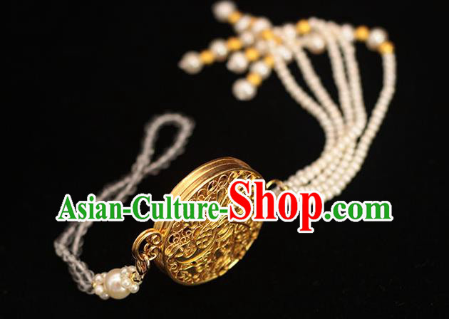 China Classical Pearls Tassel Brooch Pendant Traditional Cheongsam Golden Sachet Accessories China Classical Pearls Tassel Brooch Pendant Traditional Cheongsam Golden Sachet Accessories