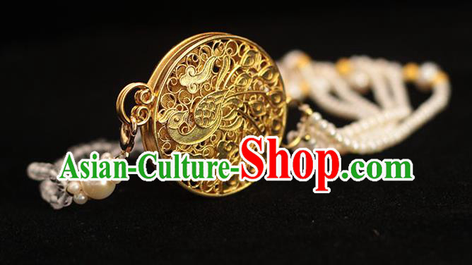China Classical Pearls Tassel Brooch Pendant Traditional Cheongsam Golden Sachet Accessories China Classical Pearls Tassel Brooch Pendant Traditional Cheongsam Golden Sachet Accessories