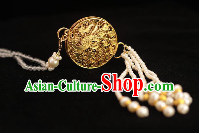 China Classical Pearls Tassel Brooch Pendant Traditional Cheongsam Golden Sachet Accessories China Classical Pearls Tassel Brooch Pendant Traditional Cheongsam Golden Sachet Accessories
