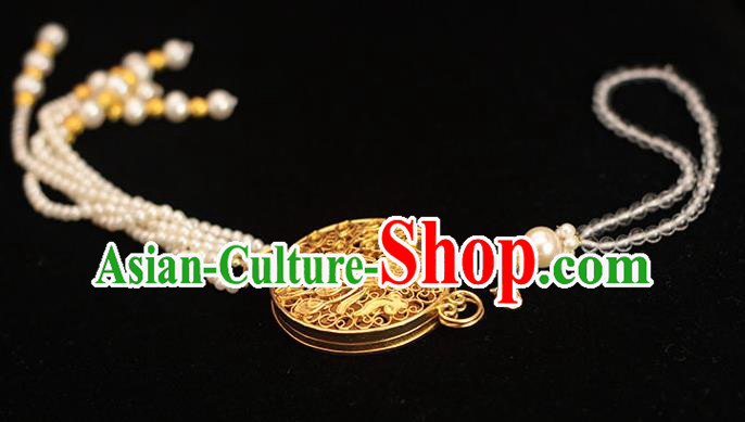 China Classical Pearls Tassel Brooch Pendant Traditional Cheongsam Golden Sachet Accessories China Classical Pearls Tassel Brooch Pendant Traditional Cheongsam Golden Sachet Accessories