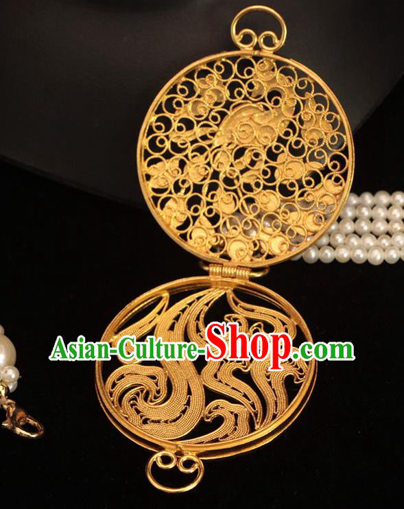China Classical Pearls Tassel Brooch Pendant Traditional Cheongsam Golden Sachet Accessories China Classical Pearls Tassel Brooch Pendant Traditional Cheongsam Golden Sachet Accessories