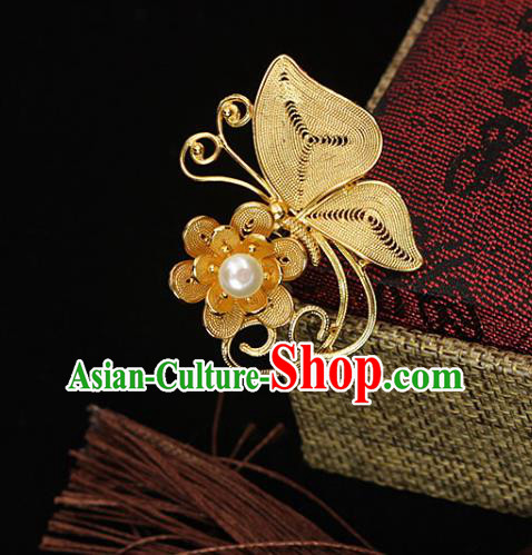 China Traditional Ming Dynasty Golden Butterfly Hair Stick Ancient Empress Hairpin China Traditional Ming Dynasty Golden Butterfly Hair Stick Ancient Empress Hairpin