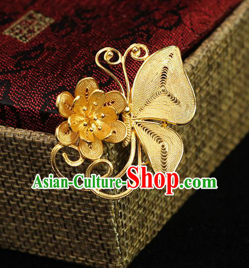 China Traditional Ming Dynasty Golden Butterfly Hair Stick Ancient Empress Hairpin China Traditional Ming Dynasty Golden Butterfly Hair Stick Ancient Empress Hairpin