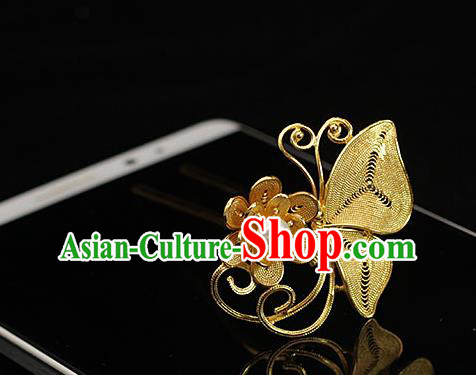 China Traditional Ming Dynasty Golden Butterfly Hair Stick Ancient Empress Hairpin China Traditional Ming Dynasty Golden Butterfly Hair Stick Ancient Empress Hairpin