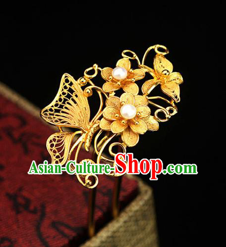 China Traditional Ming Dynasty Palace Lady Hair Stick Ancient Empress Golden Butterfly Hairpin China Traditional Ming Dynasty Palace Lady Hair Stick Ancient Empress Golden Butterfly Hairpin