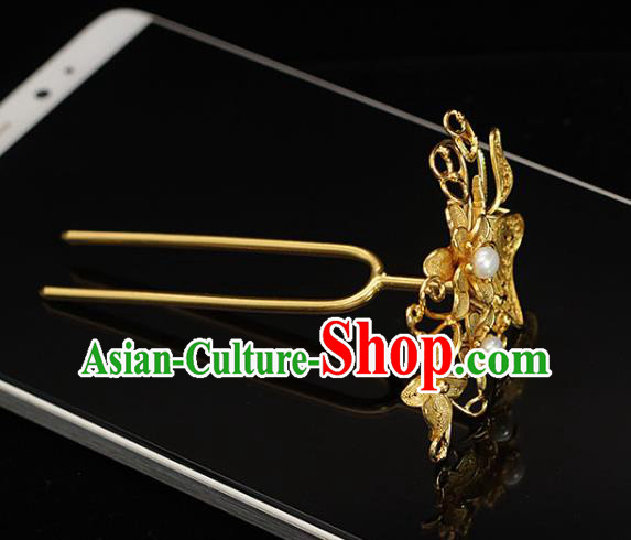 China Traditional Ming Dynasty Palace Lady Hair Stick Ancient Empress Golden Butterfly Hairpin China Traditional Ming Dynasty Palace Lady Hair Stick Ancient Empress Golden Butterfly Hairpin