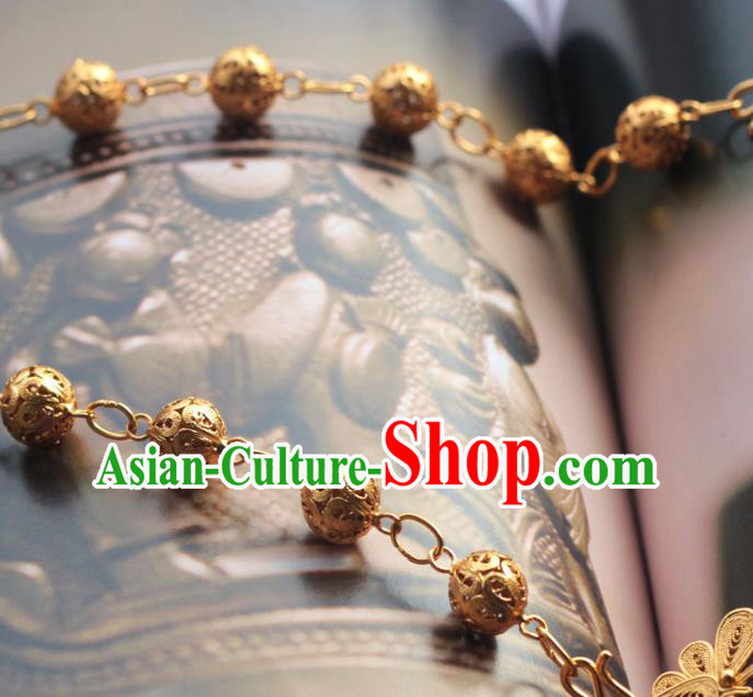 China Classical Wedding Golden Necklace Traditional Ming Dynasty Court Queen Accessories China Classical Wedding Golden Necklace Traditional Ming Dynasty Court Queen Accessories