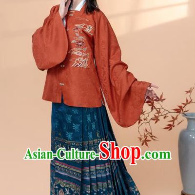 China Ancient Patrician Woman Historical Clothing Traditional Ming Dynasty Nobility Lady Embroidered Costumes Full Set