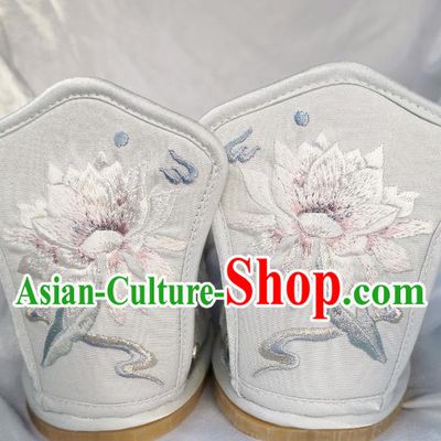 Handmade Chinese Traditional Hanfu Shoes Embroidered Epiphyllum Shoes Princess Shoes