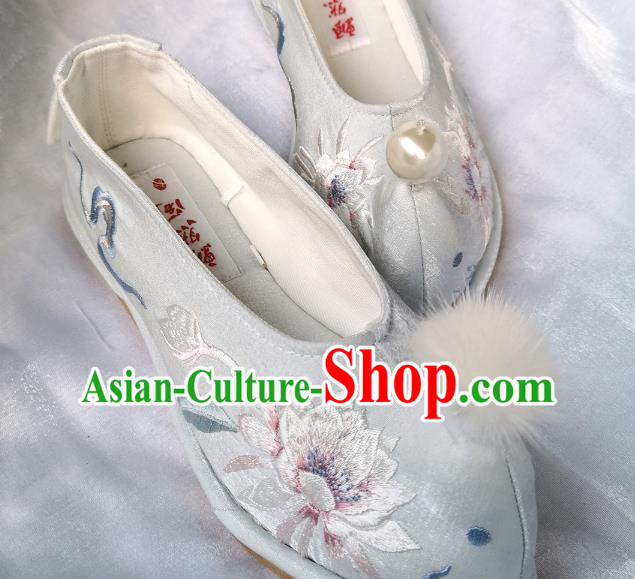 Handmade Chinese Princess Shoes Embroidered Epiphyllum Shoes Traditional Hanfu Shoes Handmade Chinese Princess Shoes Embroidered Epiphyllum Shoes Traditional Hanfu Shoes