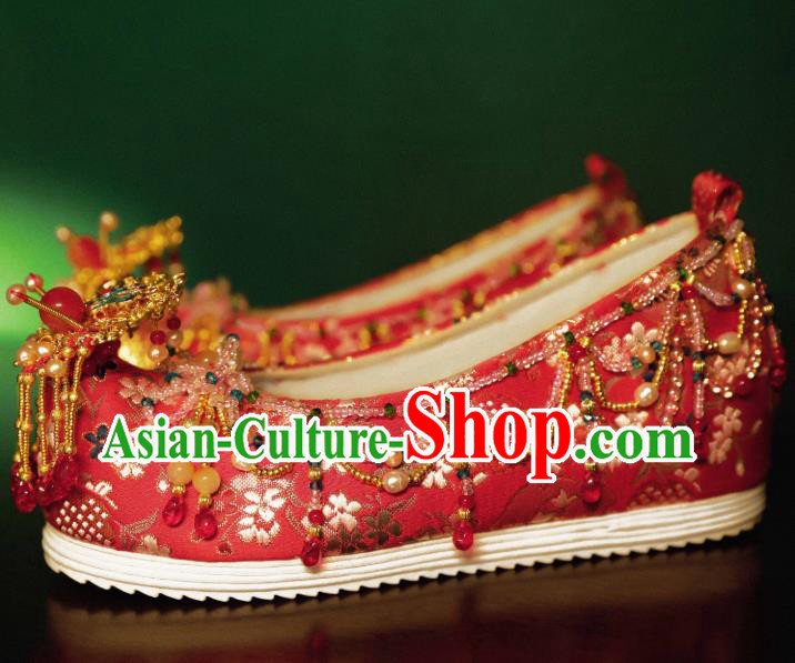 Handmade Chinese Embroidered Shoes Ancient Princess Red Shoes Traditional Hanfu Wedding Shoes Handmade Chinese Embroidered Shoes Ancient Princess Red Shoes Traditional Hanfu Wedding Shoes