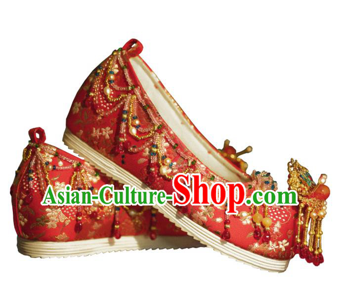 Handmade Chinese Embroidered Shoes Ancient Princess Red Shoes Traditional Hanfu Wedding Shoes Handmade Chinese Embroidered Shoes Ancient Princess Red Shoes Traditional Hanfu Wedding Shoes