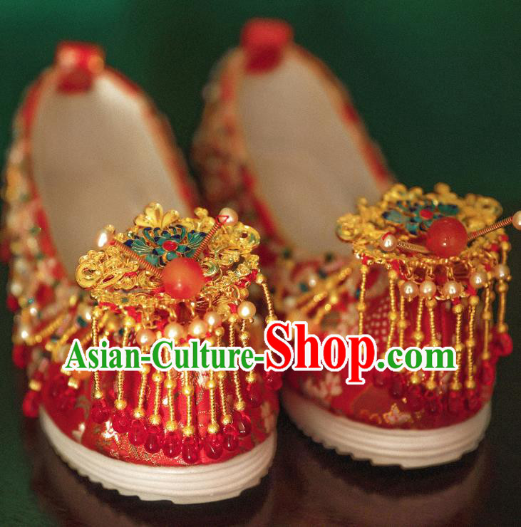 Handmade Chinese Embroidered Shoes Ancient Princess Red Shoes Traditional Hanfu Wedding Shoes Handmade Chinese Embroidered Shoes Ancient Princess Red Shoes Traditional Hanfu Wedding Shoes