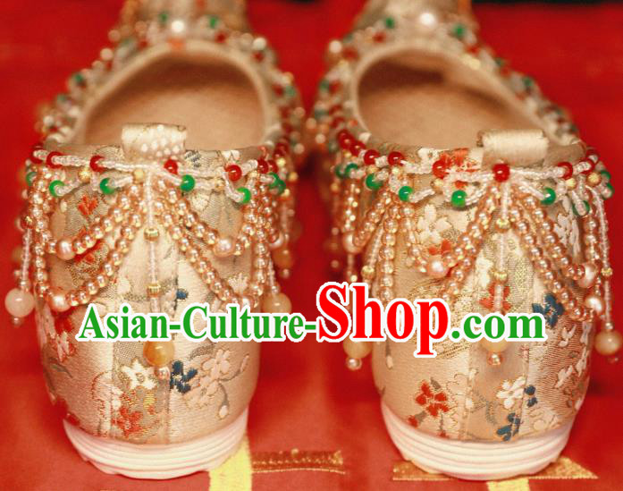 Handmade Chinese Traditional Hanfu Satin Shoes Embroidered Shoes Ancient Princess Shoes Handmade Chinese Traditional Hanfu Satin Shoes Embroidered Shoes Ancient Princess Shoes