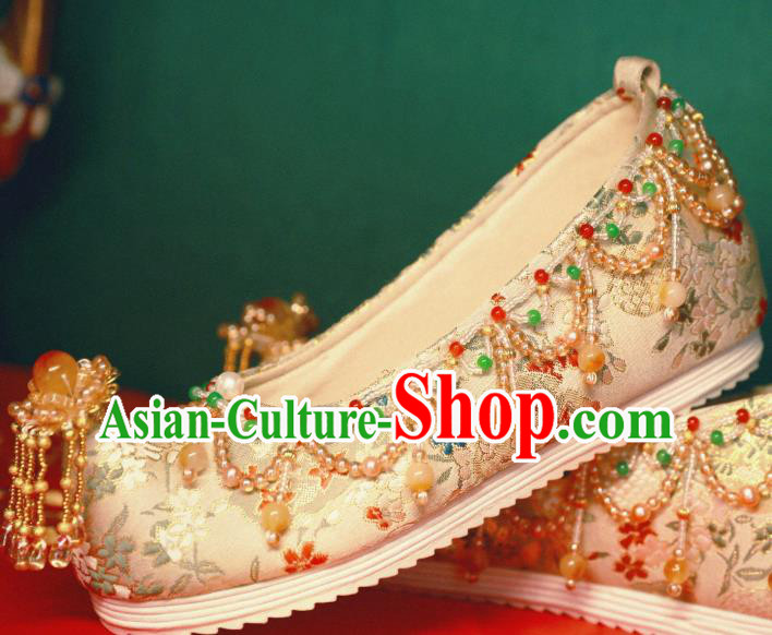 Handmade Chinese Traditional Hanfu Satin Shoes Embroidered Shoes Ancient Princess Shoes Handmade Chinese Traditional Hanfu Satin Shoes Embroidered Shoes Ancient Princess Shoes