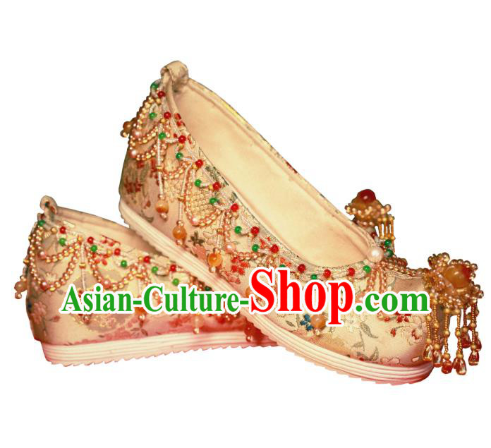 Handmade Chinese Traditional Hanfu Satin Shoes Embroidered Shoes Ancient Princess Shoes Handmade Chinese Traditional Hanfu Satin Shoes Embroidered Shoes Ancient Princess Shoes