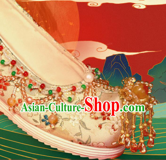 Handmade Chinese Traditional Hanfu Satin Shoes Embroidered Shoes Ancient Princess Shoes Handmade Chinese Traditional Hanfu Satin Shoes Embroidered Shoes Ancient Princess Shoes