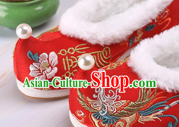 Chinese Traditional Hanfu Shoes Ancient Princess Shoes Handmade Embroidered Phoenix Red Shoes Chinese Traditional Hanfu Shoes Ancient Princess Shoes Handmade Embroidered Phoenix Red Shoes