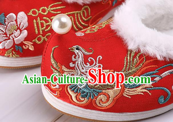 Chinese Traditional Hanfu Shoes Ancient Princess Shoes Handmade Embroidered Phoenix Red Shoes Chinese Traditional Hanfu Shoes Ancient Princess Shoes Handmade Embroidered Phoenix Red Shoes